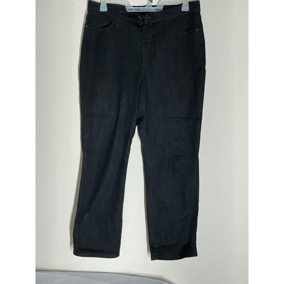 Lee Classic Fit High Rise Straight Jeans Womens 16 Black Stretch Denim - Picture 1 of 7